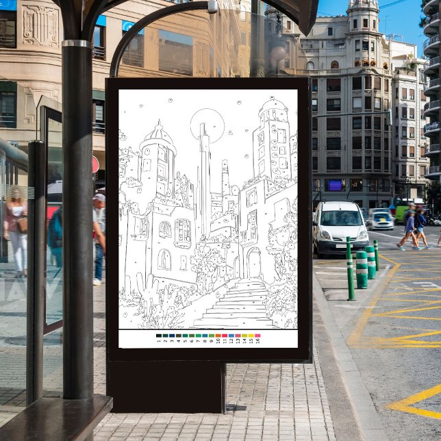 Poster couleur par nombre nature paysage de printemps (Créateur téléchargé)