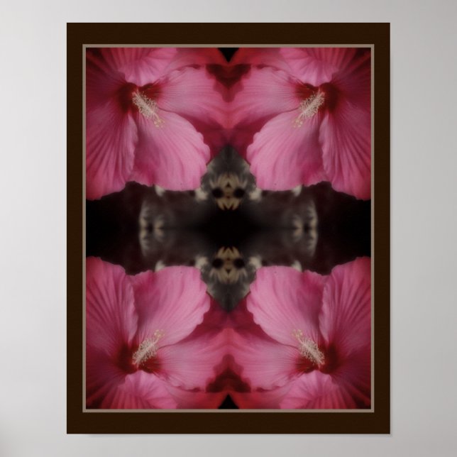 Poster Couleur partielle rose Hibiscus couleur Abstraite (Devant)