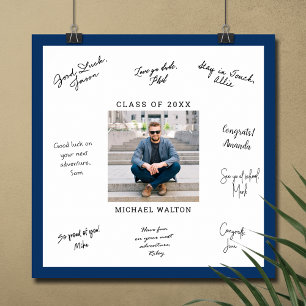 Poster COULEUR PERSONNALISÉE Photo Graduation Signature M