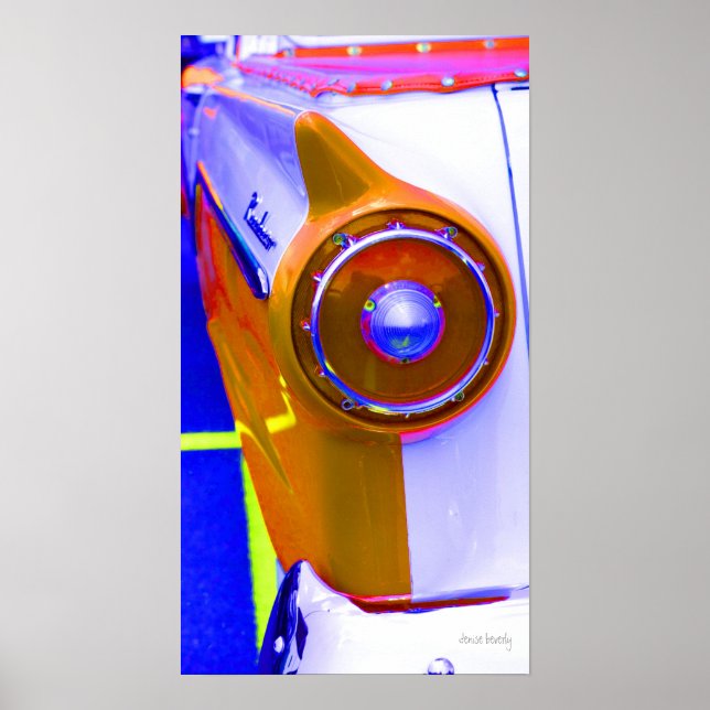 Poster couleur saturée de la queue de voiture classique (Devant)