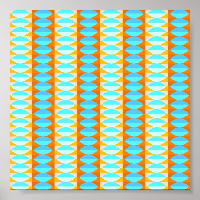 Poster Couleur Turquoise Bleu Orange Jaune Motif (Devant)