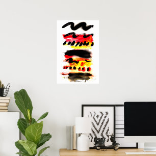 Poster Couleurs Abstraites de couleur rouge rouge jaune