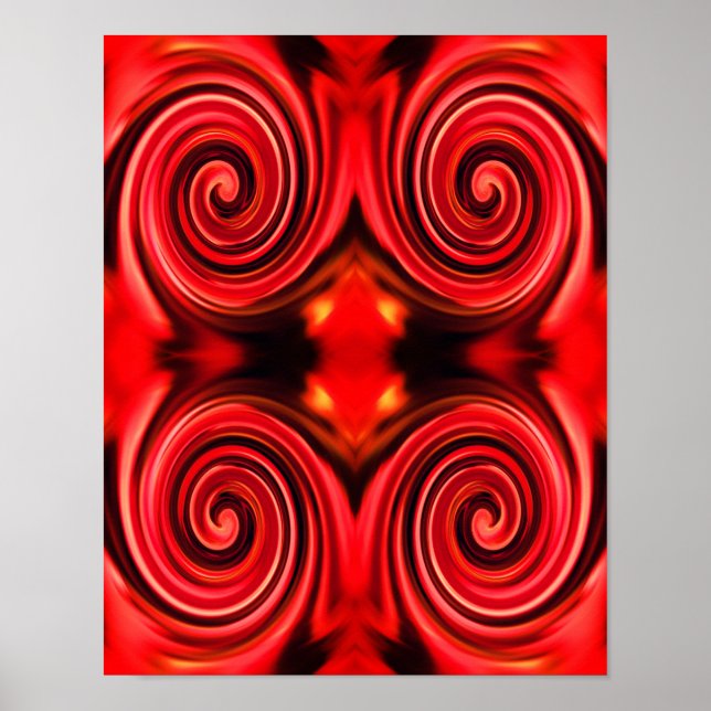 Poster Couleurs Abstraites Rouges Et Jaunes (Devant)