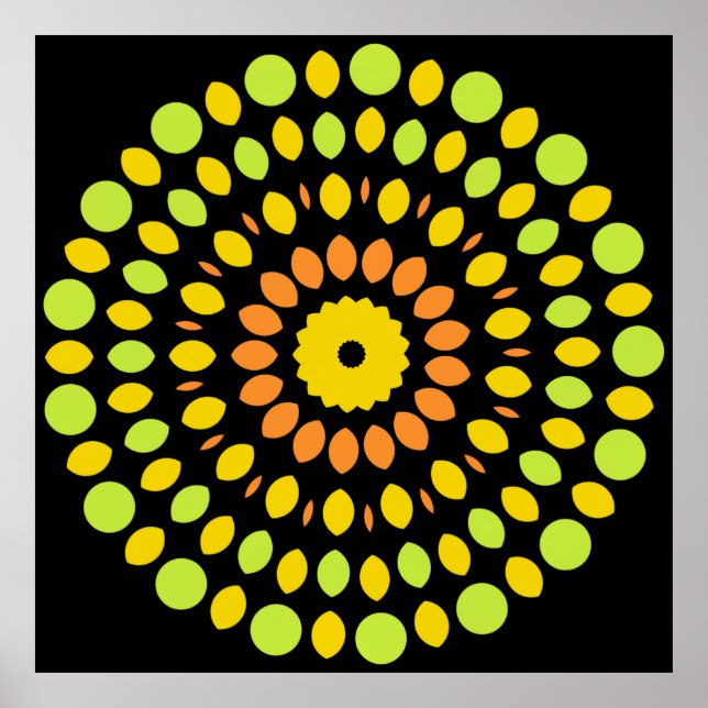 Poster Couleurs agrumes, vert, jaune, orange, (Devant)