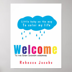 Poster Couleurs arc-en-ciel baby shower accueil