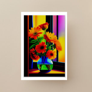 Poster Couleurs audacieuses Bouquet floral artistique