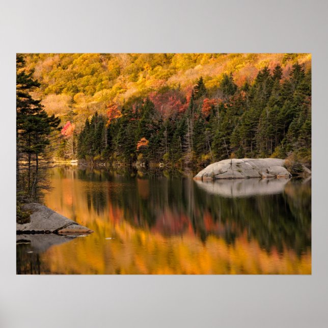Poster Couleurs d'automne reflétées sur l'étang du castor (Devant)