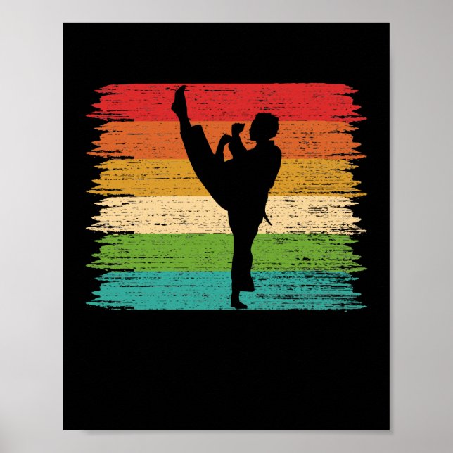 Poster Couleurs de ceinture karaté Silhouette (Devant)