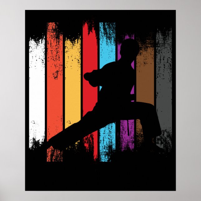 Poster Couleurs de ceinture karaté Silhouette (Devant)
