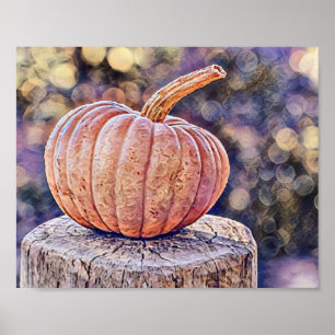 Poster Couleurs de chute vintage automne citrouilles aqua