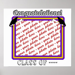Poster Couleurs de l'école Purple & Gold cadre de graduat