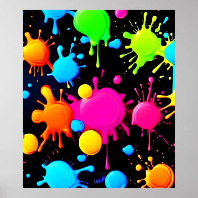 Poster Couleurs de peinture brillantes et en gras (Devant)