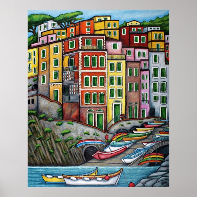 Poster Couleurs de Riomaggiore, Cinque Terre (Devant)