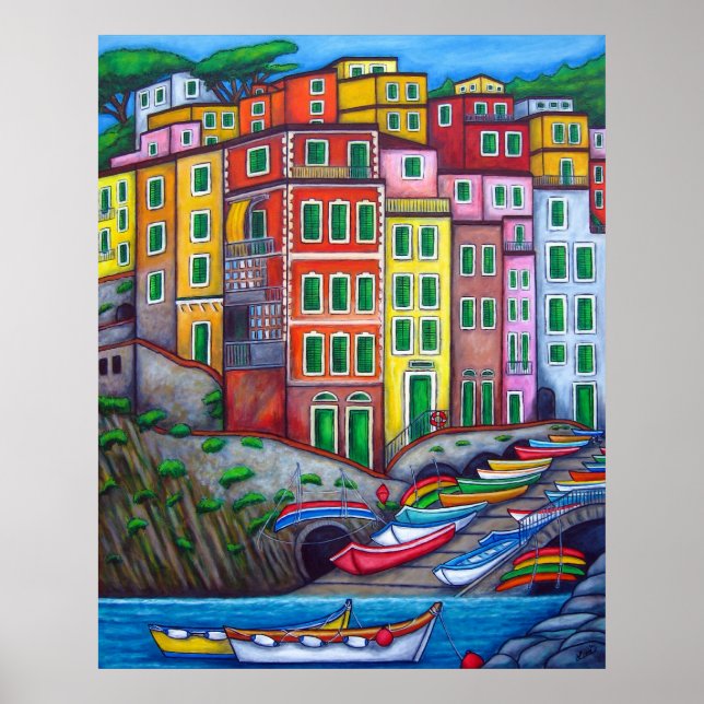 Poster Couleurs de Riomaggiore par Lisa Lorenz (Devant)