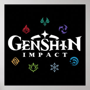 Poster Couleurs des éléments d'impact Genshin