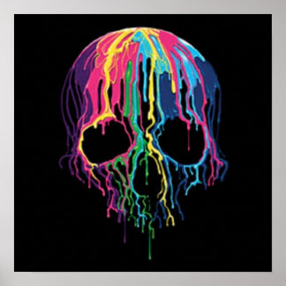 Poster Couleurs du crâne lumière noire