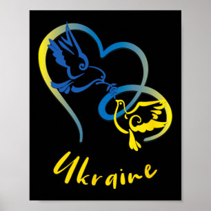 Poster Couleurs du drapeau ukrainien Colombes de la paix 
