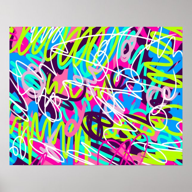 Poster Couleurs Joyeuses Moderne Abstrait  (Devant)