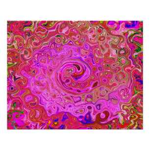 Poster Couleurs marbrées roses chaudes Abstrait torse rét