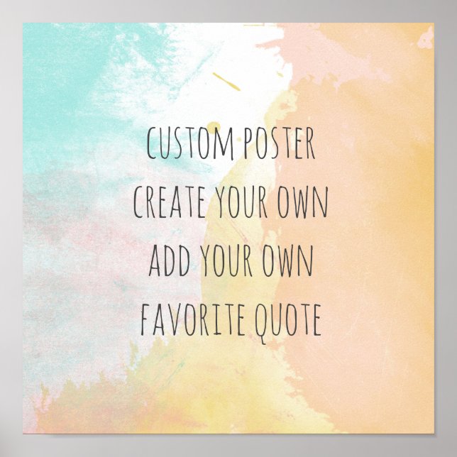 Poster couleurs pastel ajouter votre propre citation aqua (Devant)
