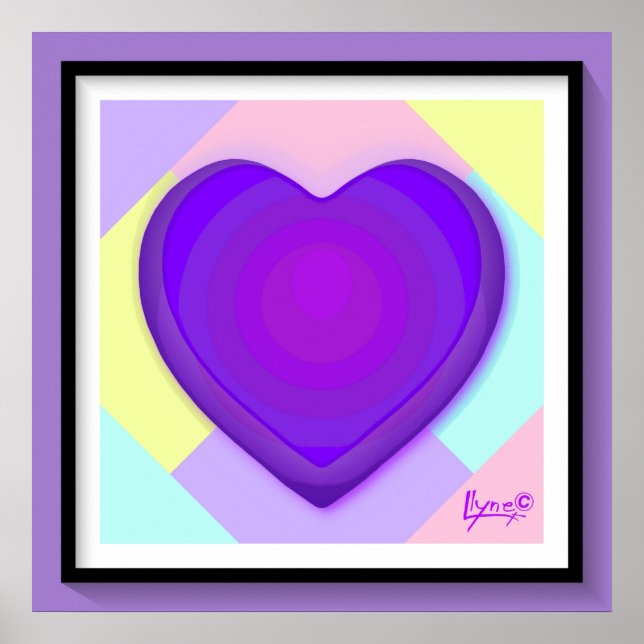 Poster Couleurs pastel & coeurs violets battre (Devant)