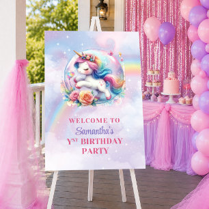 Poster Couleurs pastel de licorne de rêve pour la bienven