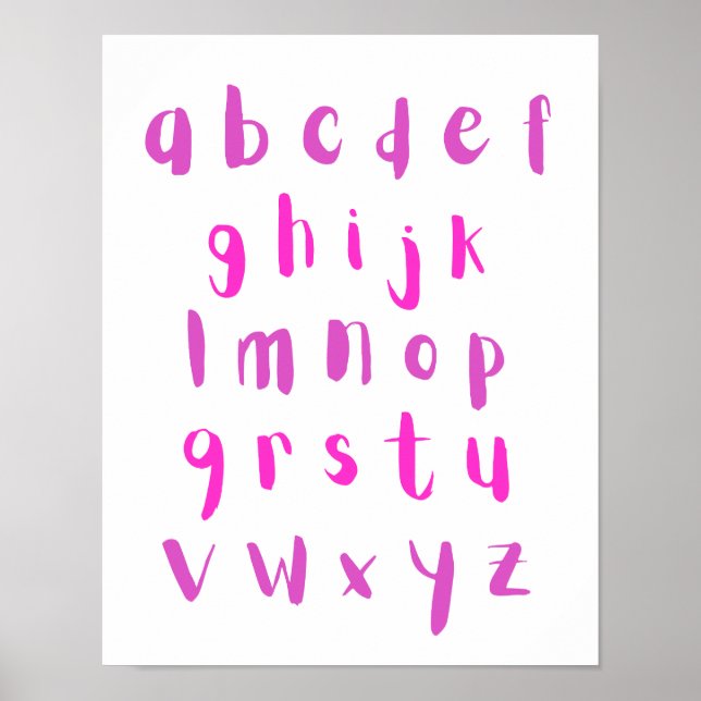 Poster Couleurs roses Alphabet Lettres en minuscules Sall (Devant)