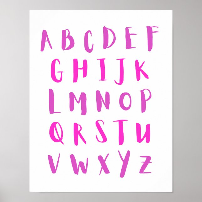 Poster Couleurs roses Alphabet lettres majuscules Salle p (Devant)