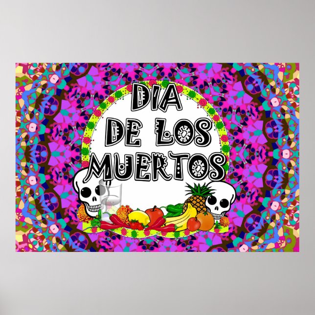 Poster Couleurs Sauvages Dia De Los Muertos (Devant)