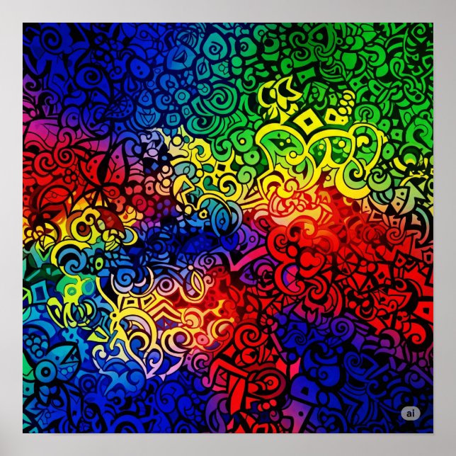 Poster Couleurs tortueuses (Devant)