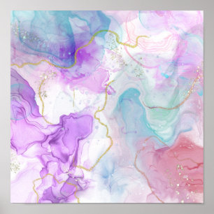 Poster Couleurs violettes, vertes, roses, élégantes