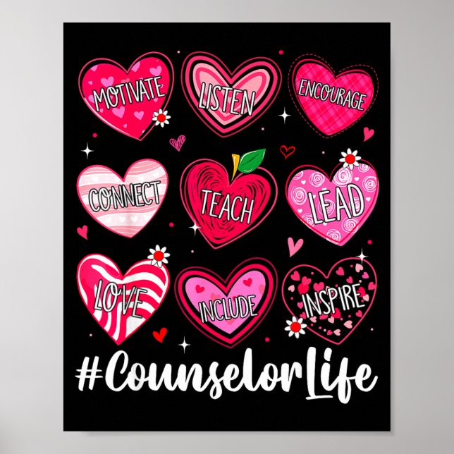 Poster Counselor Life School Counseling Hearts School Val (Devant)