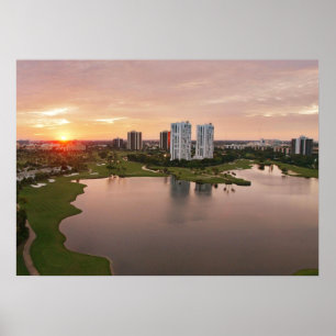 Poster Country Club au coucher du soleil, Aventura, Flori