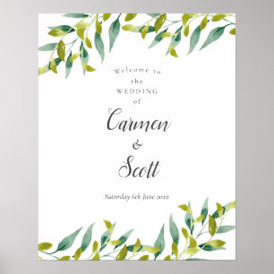Poster Country Garden Eucalyptus Verdure Mariage Bienvenu