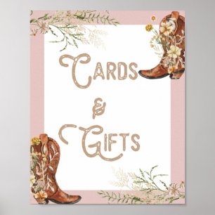 Poster Country Watercolor Bottes florales Cartes et cadea