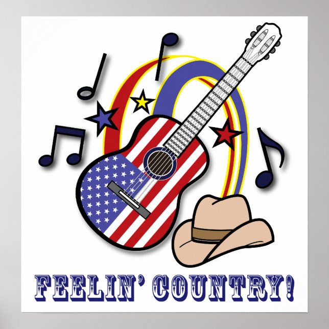 Poster Country Western Guitare (Devant)