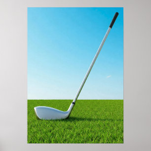 Poster Coup de club de golf sur un fairway vert