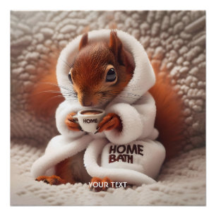 Poster Coupe de café Imaginaire Cute Squirrel