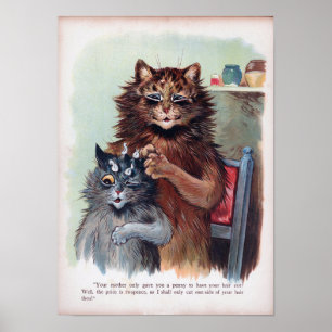 Poster Coupe de cheveux de chat, Louis Wain