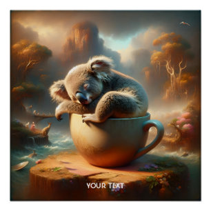 Poster Coupe de Thé Cute Koala Imaginaire