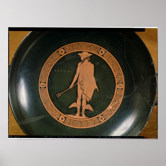 Poster Coupe grecque à silhouette rouge, représentant le  (Devant)