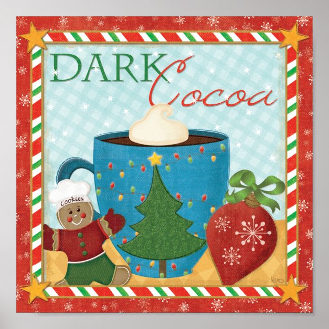 Poster Coupe rouge de Noël avec cacao crémeux (Devant)