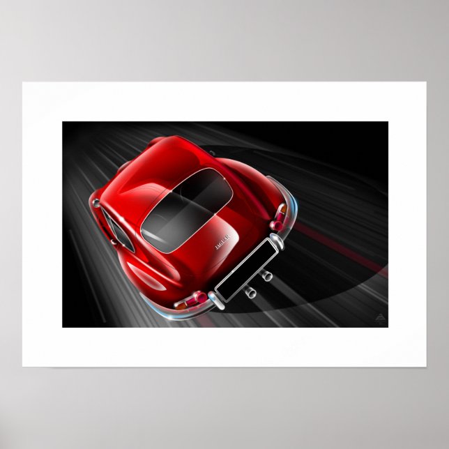 Poster Coupe rouge Jaguar E-Type (Devant)