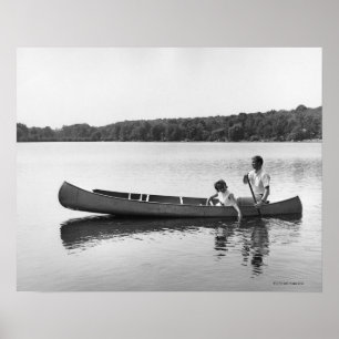 Poster Couple à Canoe