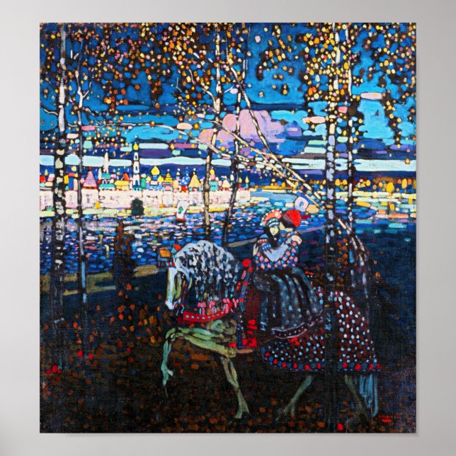 Poster Couple à cheval blanc, Wassily Kandinsky (Devant)