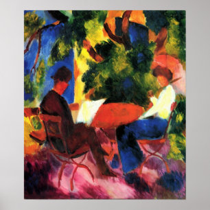Poster Couple à la table du jardin par August Macke