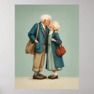 Poster Couple âgé partageant un tendre baiser