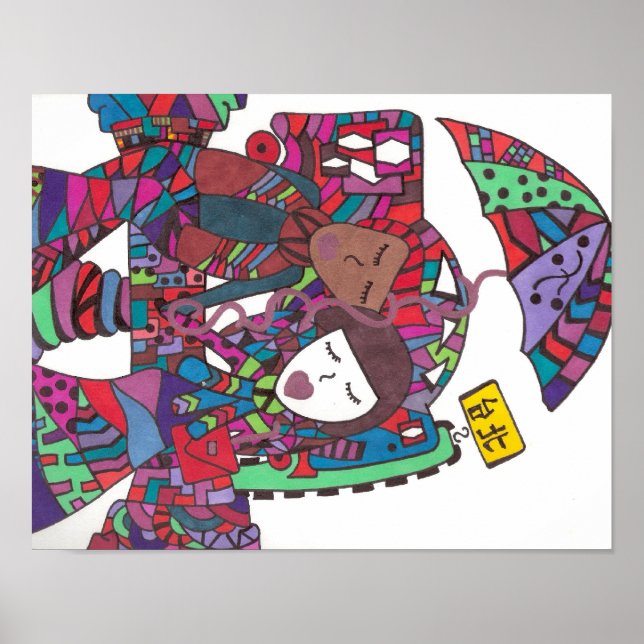 Poster couple attendant le bus sur l'affiche (Devant)