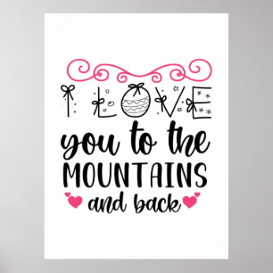 Poster Couple Cadeau Je T'Aime À La Montagne Et De Retour