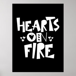 Poster Couple Coeurs D'Art En Feu